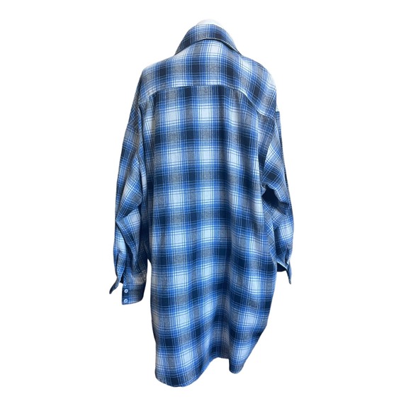 SLA The Label Women's Oversized Grandad Shirt‎ Medium Flannel Top Tartan Shacket - Picture 4 of 8